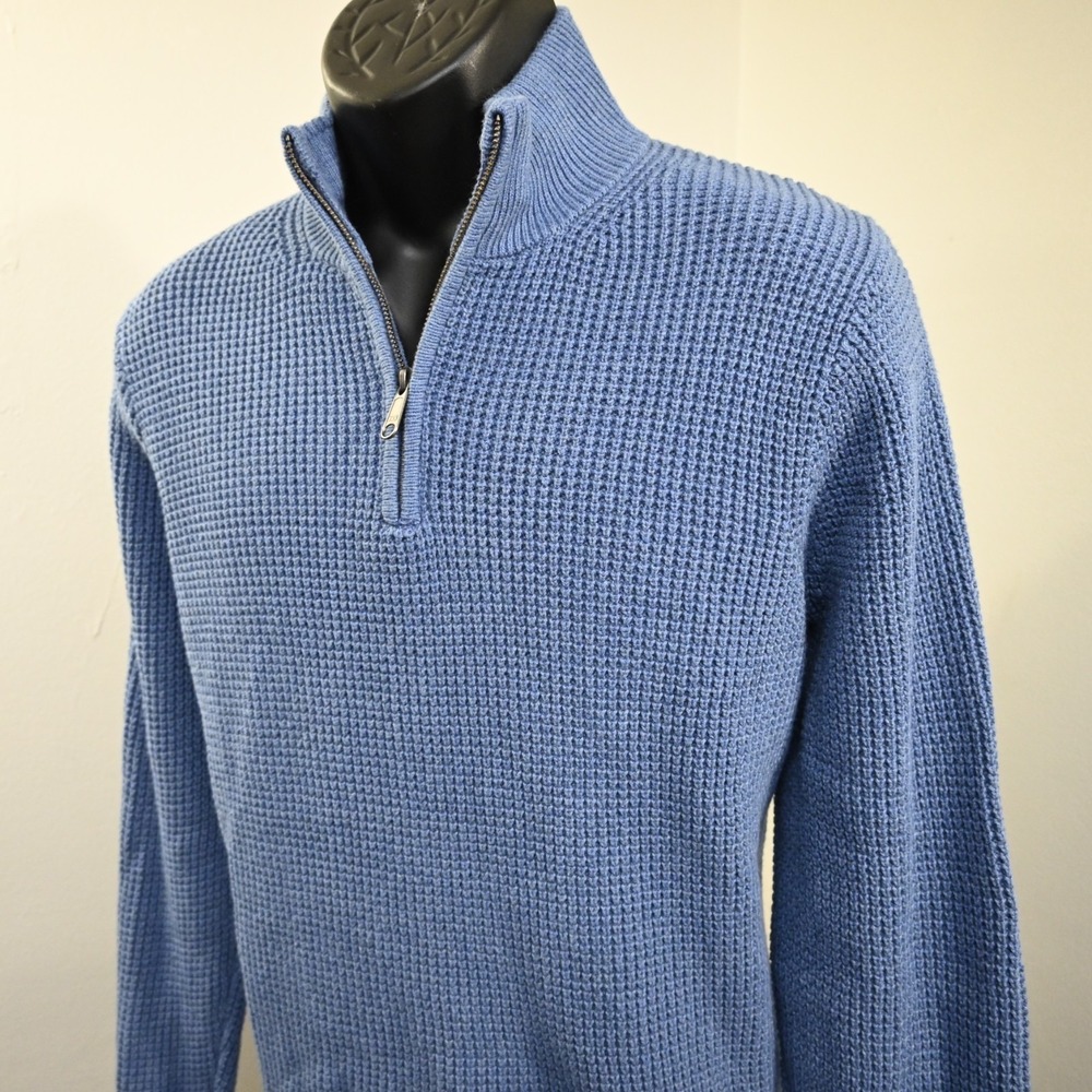 J.CREW‎ Knitted 1/4 Zip Sweater Mens Size Large Blue Cotton Long Sleeve Pullover